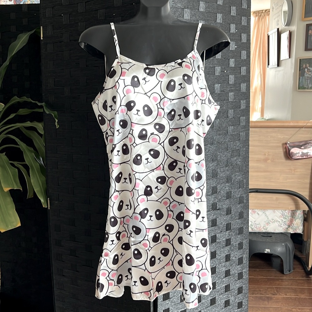 🔖 Panda Satin Nightgown - NWOT